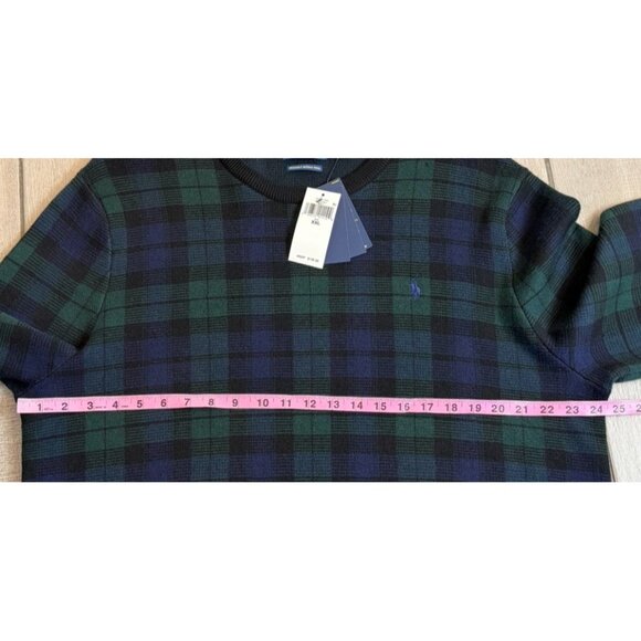 Polo Ralph Lauren Sweater Mens 2XL Blue Green Tartan Plaid Washable Merino Wool - Picture 7 of 11